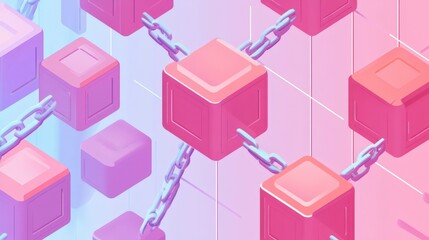 Abstract Blockchain Technology Concept with Interconnected Blocks and Chains