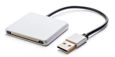 Fototapeta premium USB cable with built-in card reader to transfer photos and files easily, technology, connectivity, data transfer