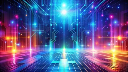 High-tech digital technology background with vibrant colors , futuristic, neon, innovation, abstract, modern, electronic