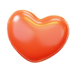 Red Heart.Cute Cartoon 3D  Happy Valentine's Day, Anniversary, Wedding, Love Concept.