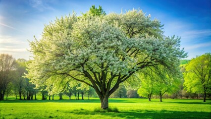 Fototapeta premium Lush green tree in full bloom during spring , nature, renewal, enchanting, vibrant, growth, beauty, seasonal, flora