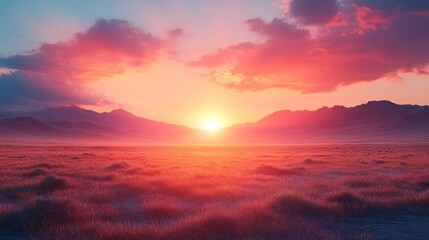 Obraz premium Sunset over Mountainous Landscape