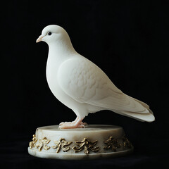 White dove isolated on black background
