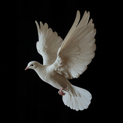 White dove isolated on black background