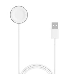 White Abstract Smartwatch Wireless Magnetic Charger Pad with USB Cable. 3d Rendering