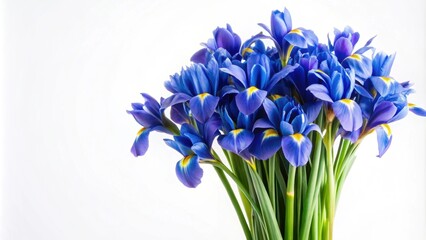 Blue iris flower bouquet on a white background , iris, blue, flower, bouquet, nature, floral, delicate, blooming, petals