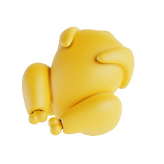 Yellow Cartoon Grilled Chicken Icon in Clay Style. 3d Rendering
