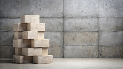 Stack of stone blocks against concrete wall background, stone, blocks, wall, background, texture, construction, building