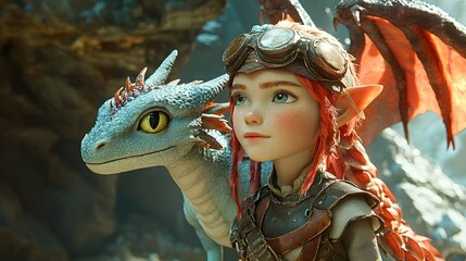 Young Girl and Dragon.