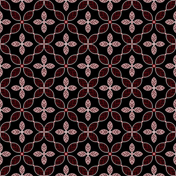 Pinang Kawung Batik Pattern, Indonesian Javanese Batik with seamless floral pattern, Vector Background.