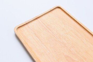 brown wooden tray isolated on white background