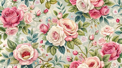 Elegant seamless patterns featuring intricate roses and floral botanicals, roses, botanicals, florals, seamless, patterns