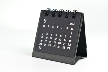 black 2024 calendar isolated on white background