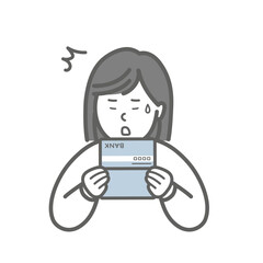 通帳を見て驚く女性