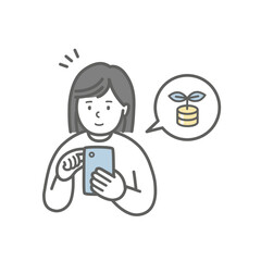 スマホで資産運用の確認をする女性