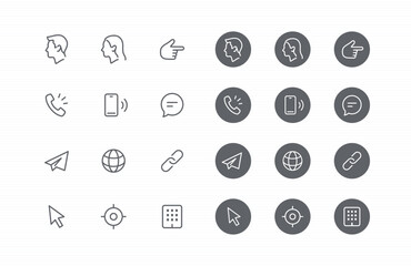 Business card contact info icon set for web and app. editable stroke vector illustration