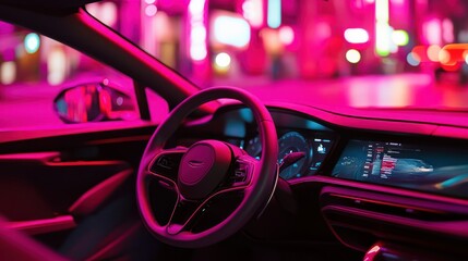 Interior of a Modern Car at Night