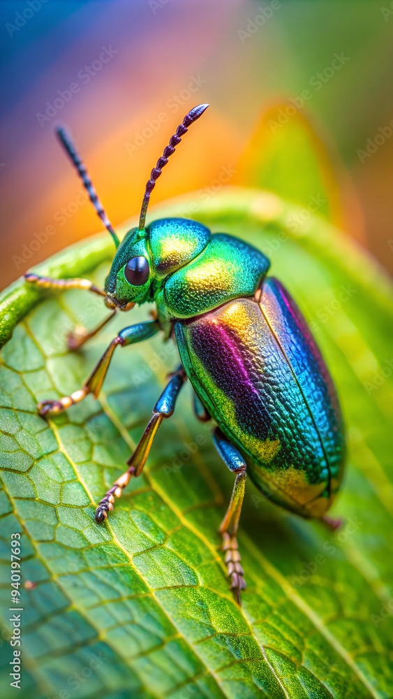 Wall mural a close up of a tiny metallic iridescent insect