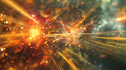 Conceptual scene of highenergy collisions producing a range of particles including quarks and gluons