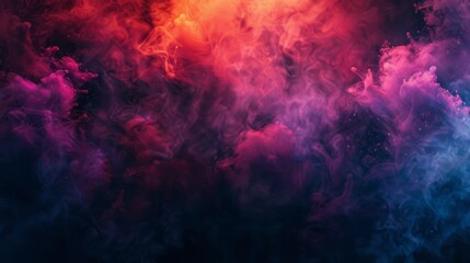 Colorful explosion of smoke and liquid paint on dark background