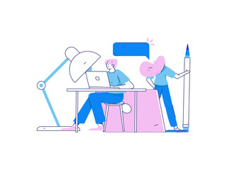 Education and learning people flat vector concept hand drawn illustration
