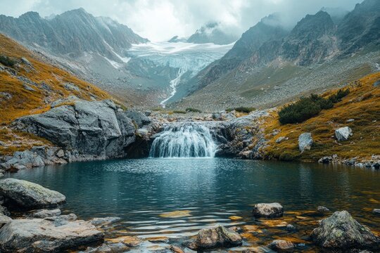 Ice Lake Waterfall Mountains Austria - Eissee Wasserfall Nationalpark Hohe Tauern &Atilde;&ndash;sterreich, ai