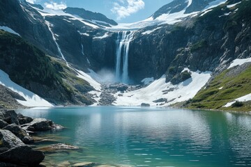 Ice Lake Waterfall Mountains Austria - Eissee Wasserfall Nationalpark Hohe Tauern Ã–sterreich, ai