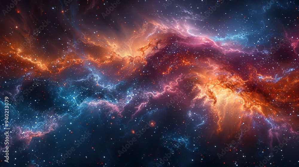 Poster a colorful clouds in space.