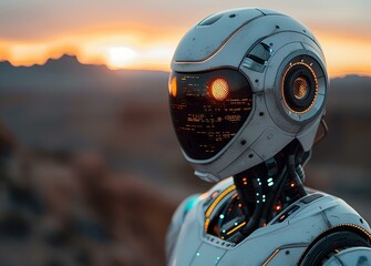 Fototapeta premium a robot with a helmet. 