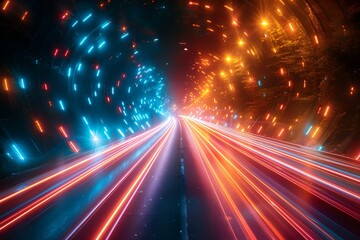 a road with lights in the background.