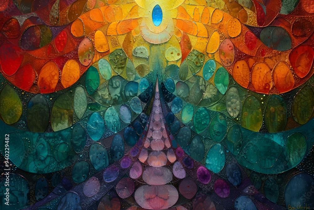Poster a colorful pattern of circles.