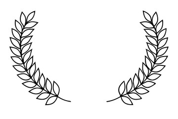 Laurel wreath line style silhouette vector illustration collection