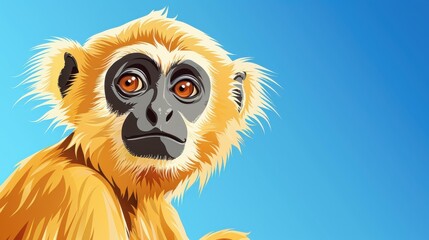 Obraz premium A captivating design of a gibbon, showcasing rich textures and a playful expression that highlights its unique charm.