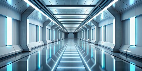 Abstract futuristic light corridor interior with a modern minimal background featuring Rendering, futuristic, light