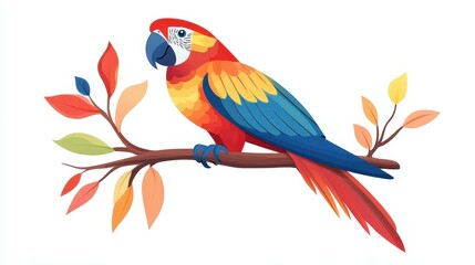 Fototapeta premium This vibrant design of a Macaw adds a splash of color to your space, ideal for nature enthusiasts and bird lovers alike.