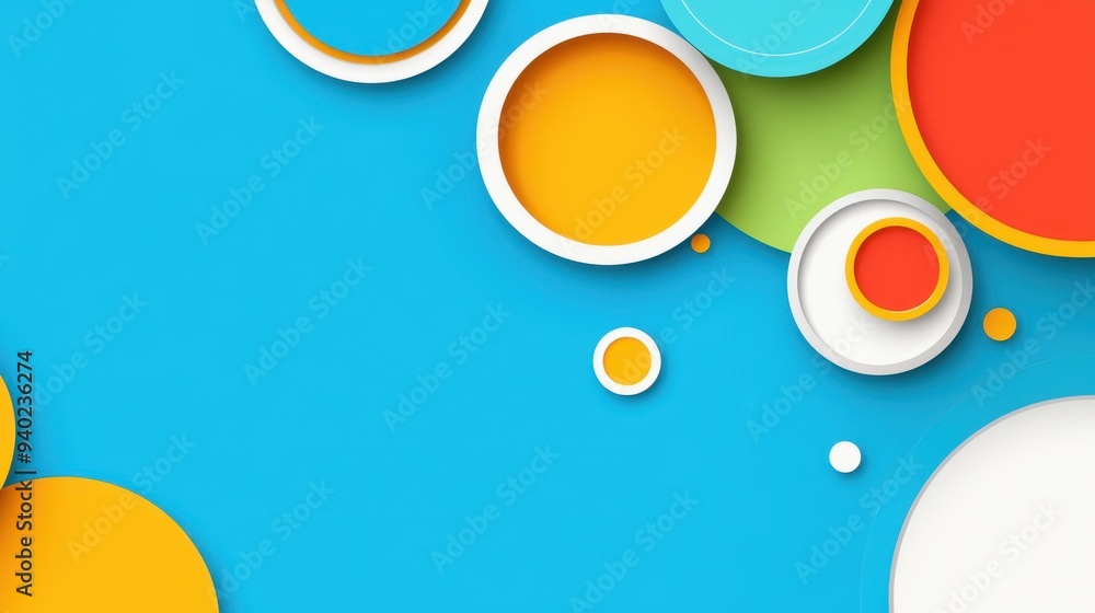 Poster experience vibrant colors in this abstract circle background, combining sleek flat design with playf
