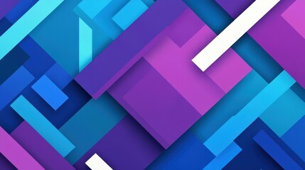 Fototapeta premium A vibrant modern flat design showcasing an abstract blue and purple backdrop with playful geometric panels.