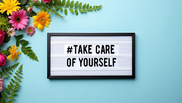 Lightbox with motivation words for self care, positive thinking, mental health, emotional wellness