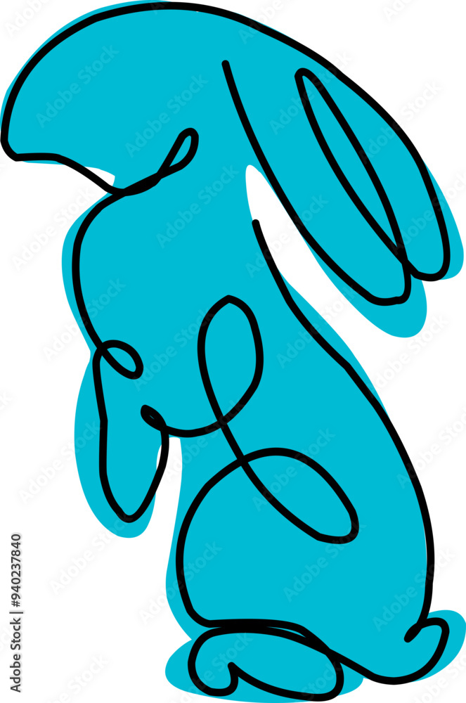 Wall mural artistic outline rabbit element