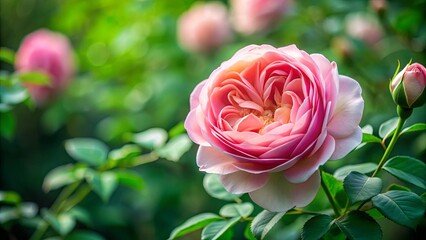 Elegant pink Madame Anisette Grandiflora Rose in full bloom with lush green leaves, pink, flower, rose, garden, botanical, flora