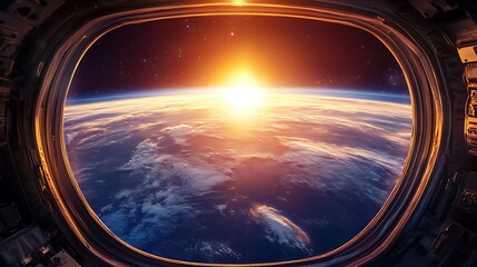 Fototapeta premium Earthrise from a Spacecraft Window