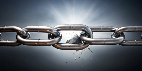 Obraz premium Image of a broken chain symbolizing freedom, independence, separation, or release, broken, chain, freedom