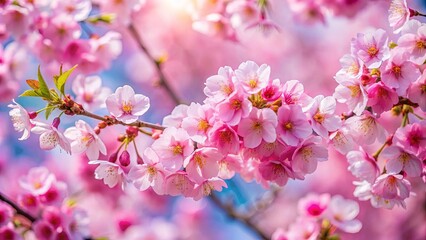 Sakura flowers in full bloom, creating a beautiful spring seasonal Easter background, Sakura, flowers, blooming, spring, seasonal