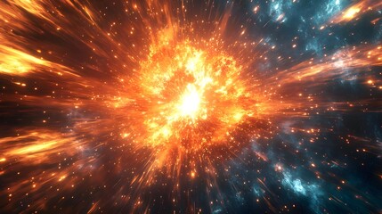 Fototapeta premium Cosmic Explosion - Fiery Nebula Background
