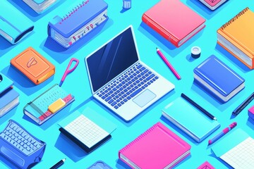 Illustration of educational learning tools set on table created with Generative AI