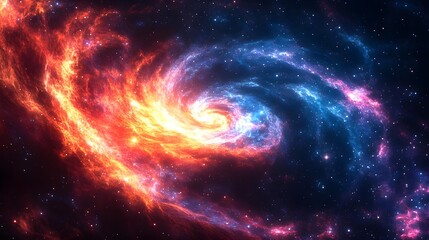 Obraz premium Cosmic Nebula, Red and Blue Swirl, Space Background