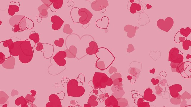 シンプルでフラットな可愛いハートマークのループ　上昇＆回転　ピンク＆レッド　Mサイズ