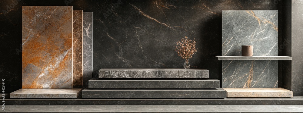 Poster 3d rendering of a display stand for natural stone products 6