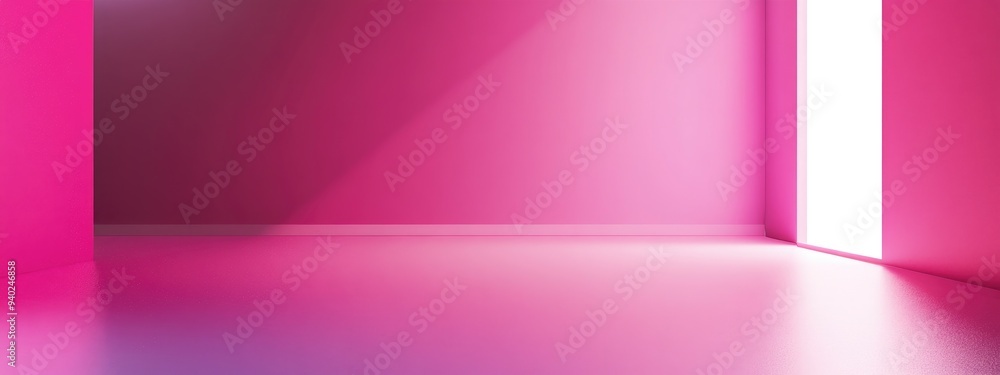 Aufkleber 3D rendering of a blank pastel pink studio background suitable for product display featuring a copy space banner for advertising purposes