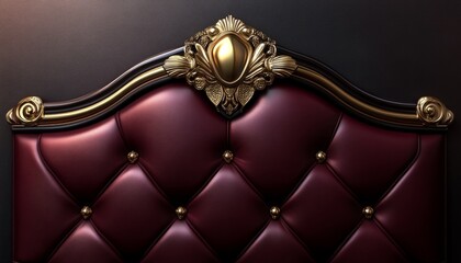 Fototapeta premium Burgundy Leather Headboard with Ornate Gold Accents